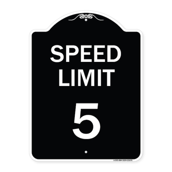 Speed Regulation Speed Limit 5 Mph Heavy-Gauge Aluminum Architectural Sign, 24" x 18", BW-1824-22876